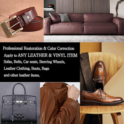 Leather Recoloring Balm & Color Restorer - Multipurpose Dye & Paint for Faded Leather Couches, Car Seats, Shoes | Fix Scratches on Clothing, Furniture & Accessories(Medium Brown)