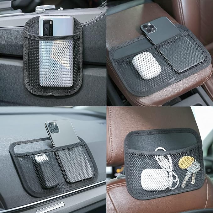 INNOLIFE Car Net Pocket Side Clutter Scattered Storage Phone Holder Strong Paste Organizer 8"x5.75"(3pcs L, 1pcs S)