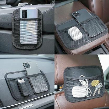 INNOLIFE Car Net Pocket Side Clutter Scattered Storage Phone Holder Strong Paste Organizer 8"x5.75"(2pcs L)