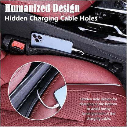 Car Seat Gap Filler Organizer 2 Pack, 3in1 Carseat Side Gap Plug with Filler, Organizer & Hook Functions, Gap Space Stopper Universal Fit Car SUV Truck Fill the Gap Between Seat & Console, Black