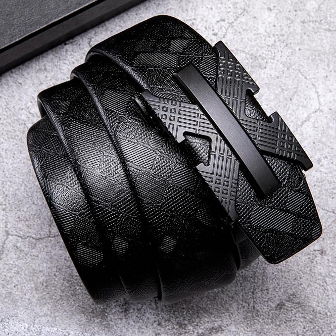 Dubulle Designer Mens Belts, Sliding Automatic Buckle Ratchet Dress Belt TOP Genuine Leather Strap Gifts