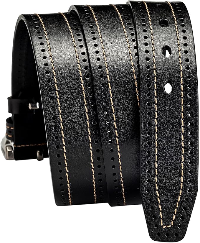 Luxury Full Grain Genuine Leather Belt Men Gift, 1.5" Wide Vintage Real Leather Western Cowboy Men's Belts
