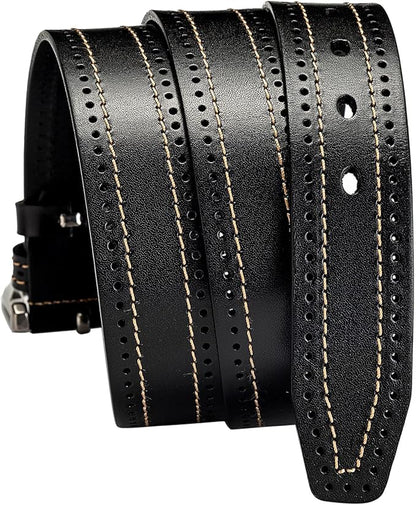 Luxury Full Grain Genuine Leather Belt Men Gift, 1.5" Wide Vintage Real Leather Western Cowboy Men's Belts