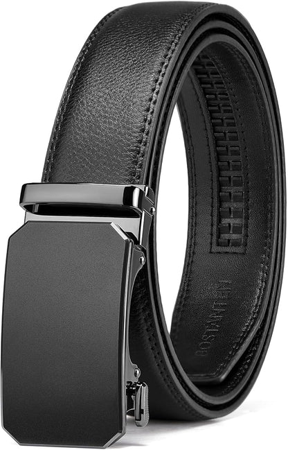 BOSTANTEN Mens Belt Leather Ratchet Belt For Men Dress and Casual with Adjustable Buckle, Trim to Fit
