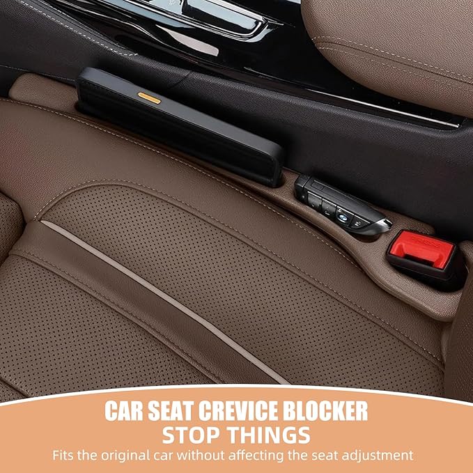 Car Seat Gap Filler Set of 2, Premium Interior Car Accessories, Multifunctional Car Storage Solution with Non-Slip Design, Fits Most Vehicles (Beige)