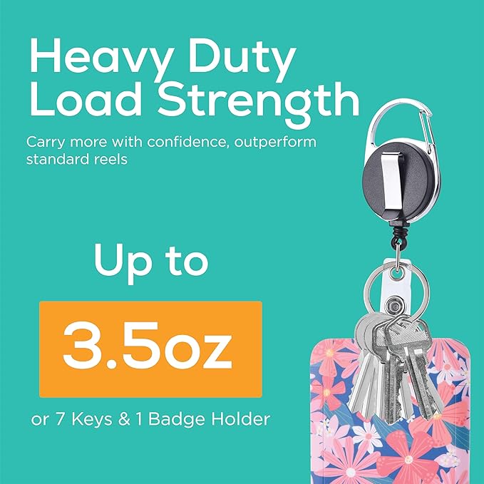 Will Well ID Badge Holder with Retractable Lanyard, Retractable Badge Reel Nylon Lanyard & Vertical ID Card Holder with 1 Card Slot Key Chain for Men & Women - Floral Print