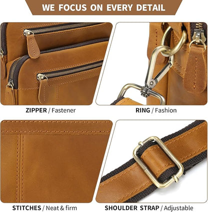 Jack&Chris Leather Messenger Bag for Men, Man Purse Crossbody Bags for Work Business