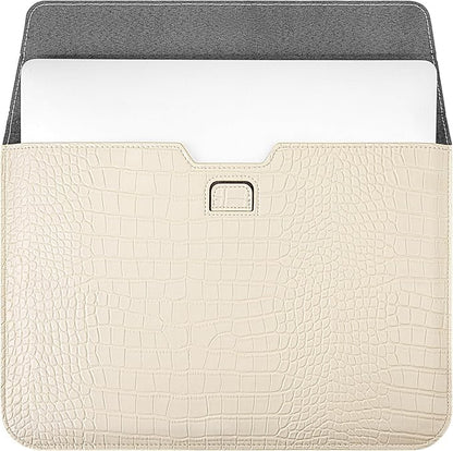 MOSISO Laptop Case 13 inch, 13 inch Laptop Sleeve Compatible with MacBook Neo 13 A18 Pro A3404 Air M4 M3 M2 M1 2026-2018 / Pro M2 M1 2026-2016, Crocodile Grain PU Leather Flap Case Bag, Beige