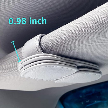 Visonx 2 Pack Car Visor Sunglass Holder, Magnetic Leather Eyeglass Clip Hanger, Square Car Visor Glasses Holder Accessories (Grey)