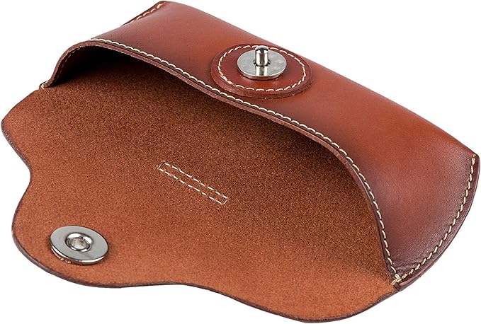 ZLYC Unisex Semi Hard Genuine Leather Eyeglass Case With Belt Loop for Prescription Eyeglasses & Standard Sized Sunglasses