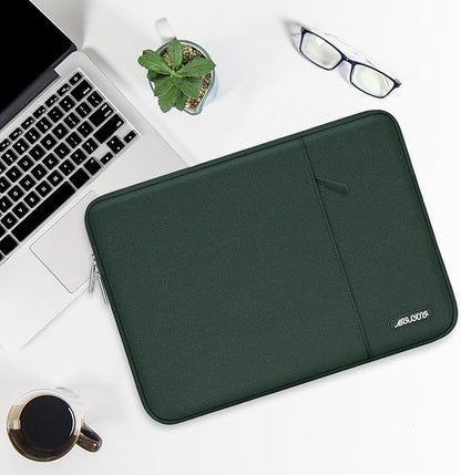MOSISO Laptop Case 13.3 inch, 13-13.3 inch Laptop Sleeve Compatible with MacBook Air/Pro 13/Pro 14 M5 M4 M3 M2 M1, HP Dell ASUS Lenovo,Polyester Vertical Computer Sleeve Bag with Pocket,Midnight Green