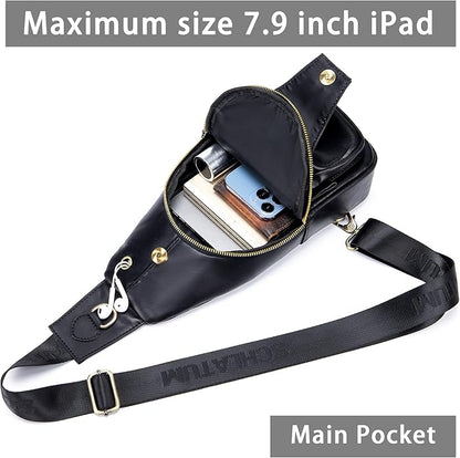 LUKZIJAES Genuine Leather Sling Bag for Men