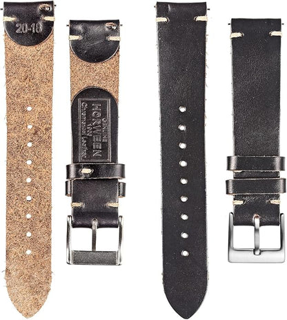 hemsut h Leather Watch Bands for Men, Horween Quick Release Leather Watch Strap Vintage Watch Replacement Wrap of 18mm, 20mm, 22mm