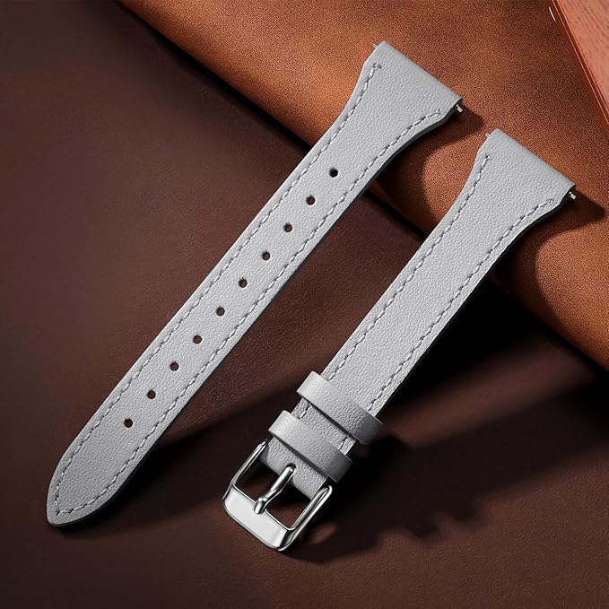 GEAK Slim Leather Band Compatible with Galaxy Watch 7 Band/6 5 4 FE 40mm 44mm/5 pro 45mm/Classic/Galaxy Active 2, 20mm Genuine Leather Strap with Quick Release Buckle for Samsung Watch Bands Women