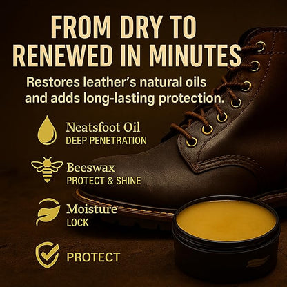 Eagle Heavy-Duty Leather Restorer & Preservative Balm – Neatsfoot Oil & Beeswax Treatment for Dry, Cracked, Oiled & Faded Leather – Revives Boots, Saddles, Furniture, Jackets & Tack (4oz)