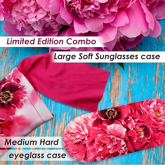 MyEyeglassCase Hard Shell Glasses case, Medium Eyeglasses Holder, Easy Open Lip for Men Women, Portable Sleeve Pouch & Cloth