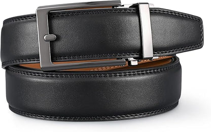 Lingli Men's Belt,Ratchet Dress Belt with Automatic Buckle Brown/Black-Trim to Fit-35mm wide