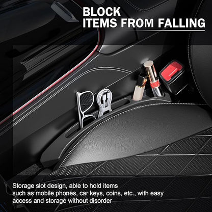 2 Pack Car Seat Gap Filler Organizer – Universal Fit Side Seat Gap Blocker & Storage Box for Cars, SUVs & Trucks, Prevents Items from Falling Between Seats