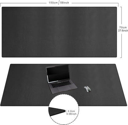 Cacoy 59" x 27.5" Desk Mat for Home Office, Large PU Leather Desk Pad Blotter, Waterproof Keyboard Mat Cover, Extended Writing Mouse Pad, Desk Protector and Accessories for Laptop and Computer, Black