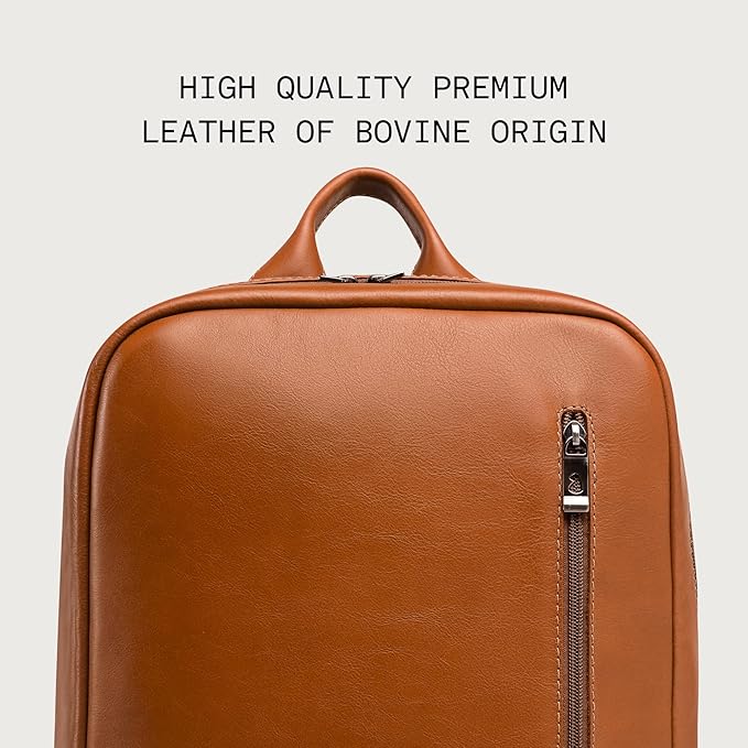 Nordweg Nomad Leather Laptop Backpack NW089A – Lightweight Daypack for Work & Travel – Fits Laptops up to 15.6” (Caramel)