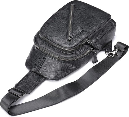 LUKZIJAES Genuine Leather Sling Bag for Men