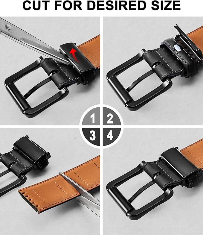 BULLIANT Men Belt,Leather Belt Adjustable For Men Dress Casual Jeans 1 3/8,Cut For Fit
