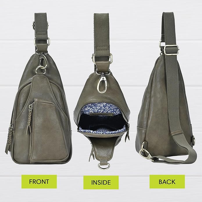 MMS Brands Antik Kraft Tasha Crossbody Sling | Vegan Leather Crossbody Bag for Women with 16-20" Strap | Sling Bags for Women