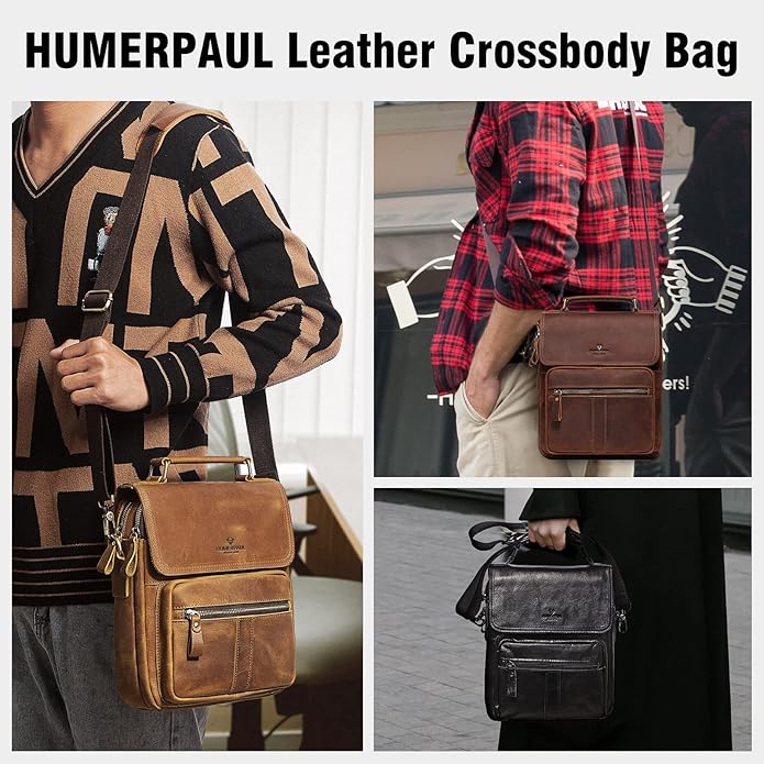 gzcz Leather Sling Shoulder Crossbody Bag Man Purse Messenger Bags for Men Women Outdoor Travel Business | Man, Purse, Outdoor, Travel, Business