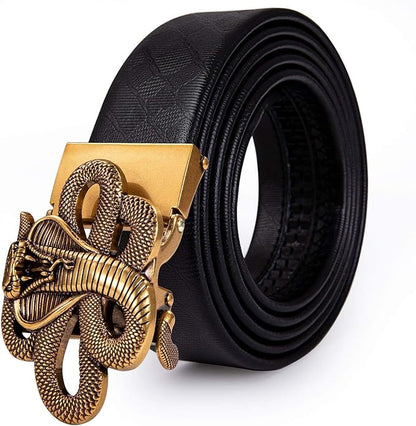 Dubulle Designer Ratchet Belt for Men Leather Fashion Adjustable Automatic Buckle Sliding Removable Dress Casual