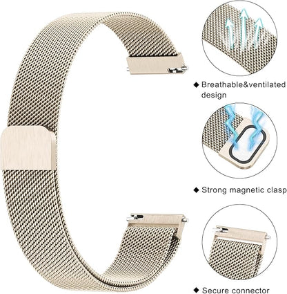 18mm Metal Bands for Garmin Venu 3S / Venu 4 41mm / Venu 2S / Vivoactive 4S / Vivomove 3S / Forerunner 265s Watch Bands, Quick Release Stainless Steel Metal Replacement Wristband Strap for Garmin Forerunner 255s/265s Bands Women Men