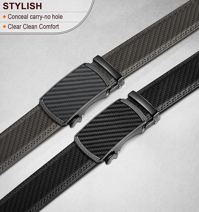 BULLIANT Men Belts 2 Pack,Ratchet Sliding Belt Adjustable For Gift Mens Dress Casual 1 3/8",Cut for Fit