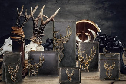 ZEP-PRO Buck Burnished Leather Magnetic Front Pocket Wallet, Slim Stylish for Men