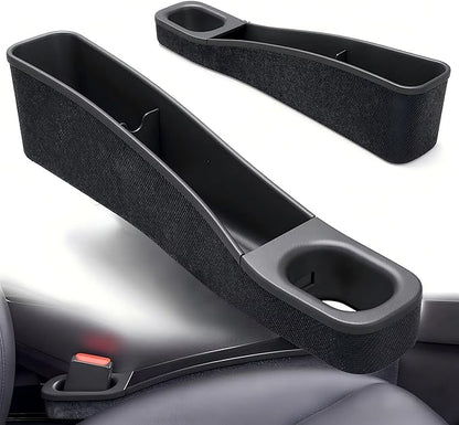 Car Seat Gap Filler Organizer for Tesla Model Y Juniper & Model 3 Highland, TPE Seat Gap Plug with Storage Slot, Seat Belt Slot, No-Drop, Black, 2-Pack