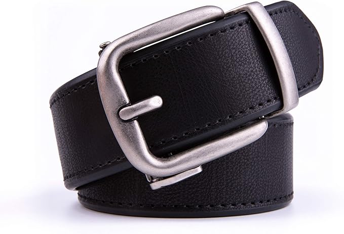 Fabio Valenti Men's Genuine Leather Ratchet Dress Belt with Automatic Buckle, Adjustiable Sizes, Handmade, All leather Strap