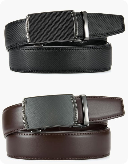 CHAOREN Mens Belt Leather Ratchet Belt 2 Pack - Customizable Fit, Effortless Style (35mm)