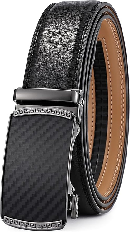 Lingli Men's Belt,Ratchet Dress Belt with Automatic Buckle Brown/Black-Trim to Fit-35mm wide