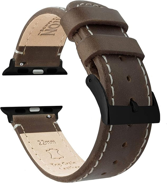 BARTON WATCH BANDS - Top Grain Leather Watch Bands Compatible with Apple Watch Models - 1, 2, 3, 4, 5, 6, 7, 8, 9, 10, SE, Ultra & Ultra 2