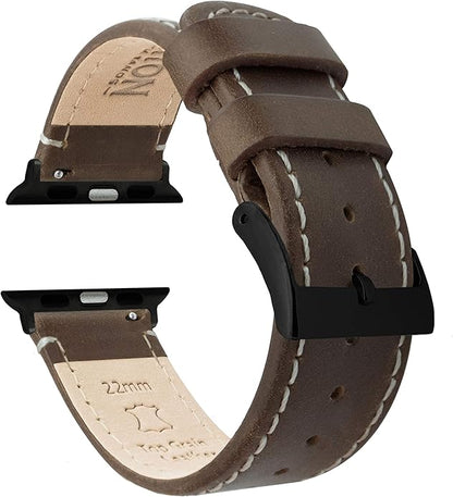 BARTON WATCH BANDS - Top Grain Leather Watch Bands Compatible with Apple Watch Models - 1, 2, 3, 4, 5, 6, 7, 8, 9, 10, SE, Ultra & Ultra 2