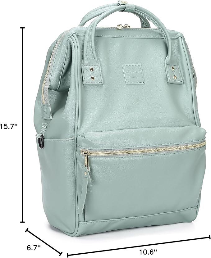 Kah&Kee Leather Backpack for Women and Men 15-inch Laptop Bag | Teacher Professional, Diaper Bag Backpack, Ideal for Work, School, Nurse, College & Travel (Green II, Medium)