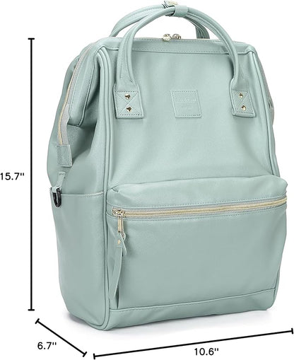 Kah&Kee Leather Backpack for Women and Men 15-inch Laptop Bag | Teacher Professional, Diaper Bag Backpack, Ideal for Work, School, Nurse, College & Travel (Green II, Medium)