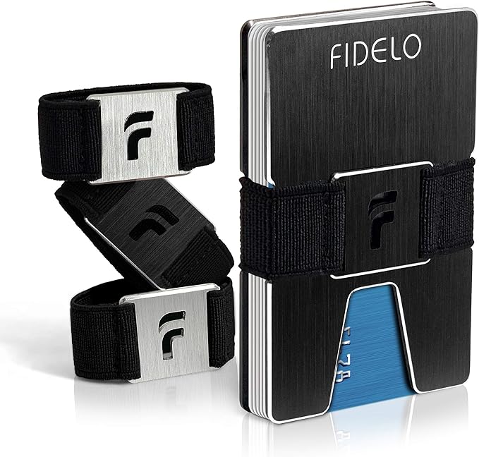 Fidelo Slim Wallet for Men – RFID Blocking Minimalist Credit Card Holder with Sliding Pop-Up Design - Push Button Men's Wallets - Front Pocket Wallet