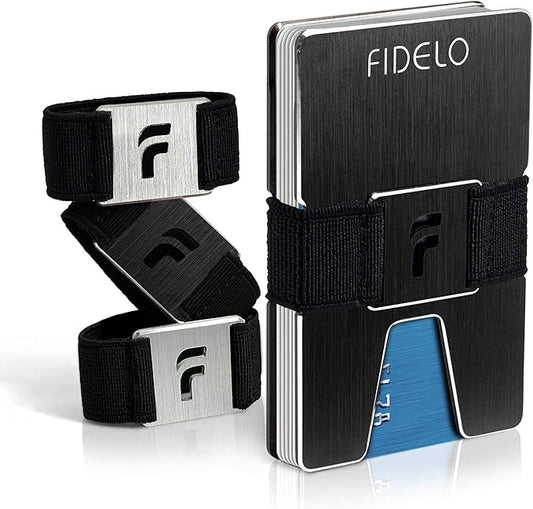 Fidelo Slim Wallet for Men – RFID Blocking Minimalist Credit Card Holder with Sliding Pop-Up Design - Push Button Men's Wallets - Front Pocket Wallet