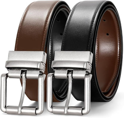 JASGOOD Men's Belt, Reversible Leather Belts for Men for Dress Pants, One Reverse For 2 Sides Casual Belt
