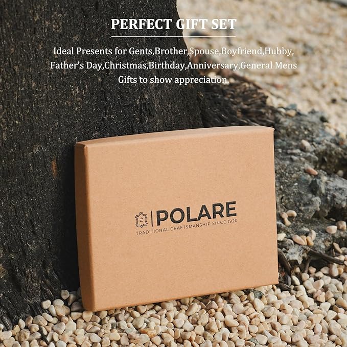 Polare Slim RFID Blocking Leather Passport Holder Travel Bifold Wallet For Men (Dark Brown(Snap Version))