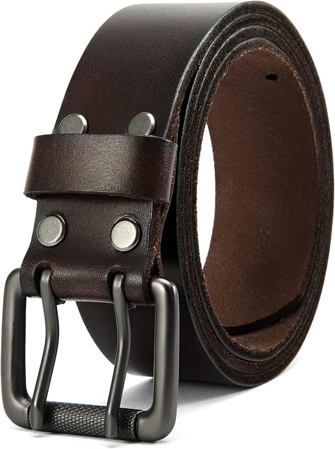 CHAOREN Work Belts for Men Heavy Duty - 1.5" Full Grain Leather Belt Casual - Fully Adjustable, Double Prong