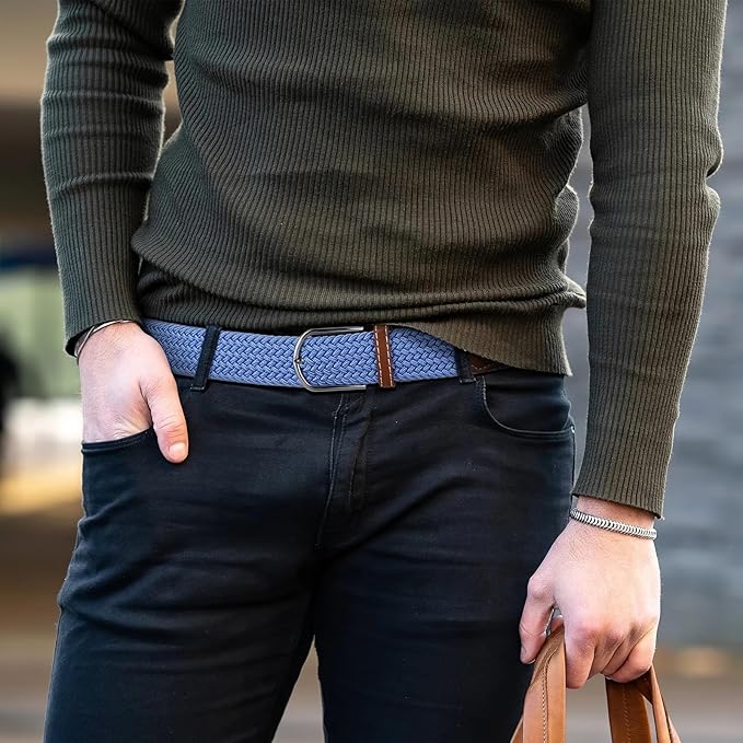 XZQTIVE Braided Belt Stretch Belt for Men and Women Multicolored Woven Golf Belt Elastic Jean Belts