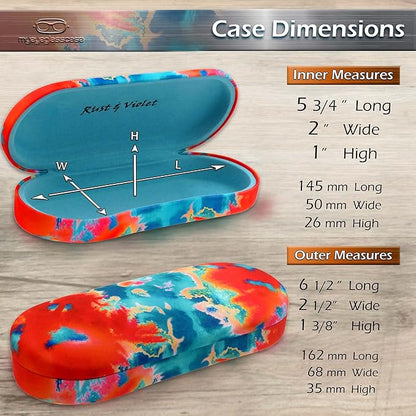 MyEyeglassCase Hard Shell Glasses case, Medium Eyeglasses Holder, Easy Open Lip for Men Women, Portable Sleeve Pouch & Cloth