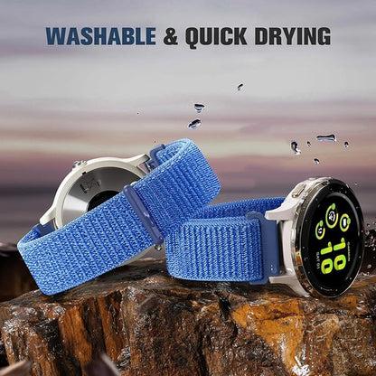 18mm 20mm 22mm Hook and Loop Watch Band Compatible with Garmin Vivoactive 5/ Vivoactive 6/ Vivoactive 3, Soft Nylon Breathable Sport Strap for Venu 2S/ Venu3S/ Forerunner 265s,Venu 3/ Venu 2 Men Women