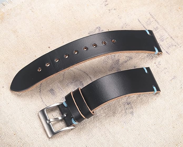 hemsut h Leather Watch Bands for Men, Horween Quick Release Leather Watch Strap Vintage Watch Replacement Wrap of 18mm, 20mm, 22mm