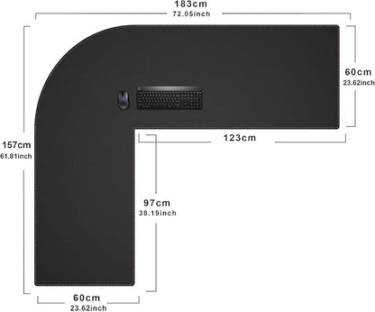 ZORESYN L Shaped Desk Mat (72+62) x23.6 Inch (Black) - XXL Reversible Corner Desk Pad, Waterproof PU Leather Desktop Protector for Gaming, Office & Home